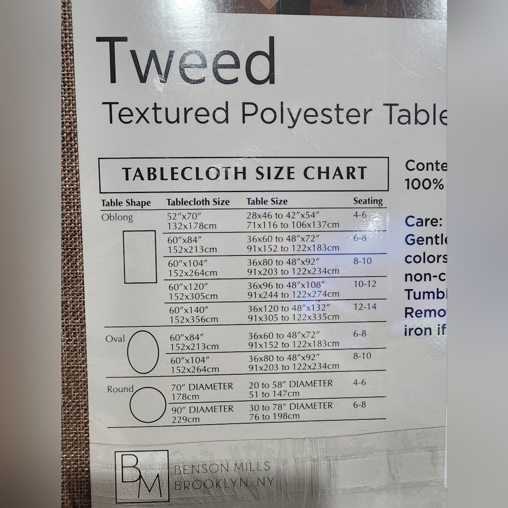 Tweed Tablecloth in Brown. 60inx 104 in - Picture 4 of 5